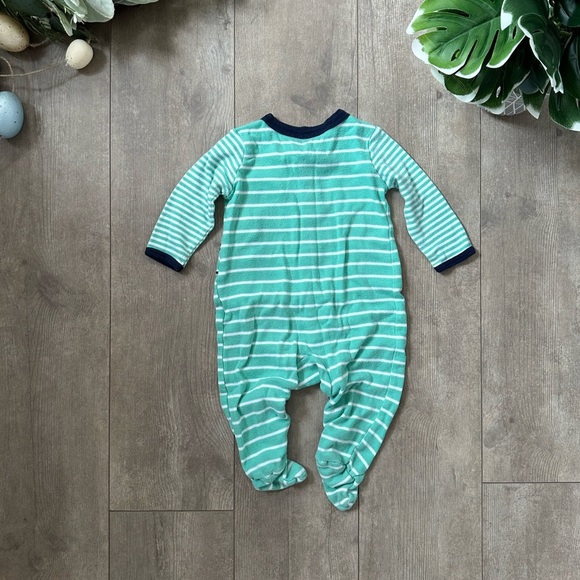 Carter’s Vibrant Dinosaur Footies One-Piece Sleep & Play baby boy Green Striped - Picture 9 of 9